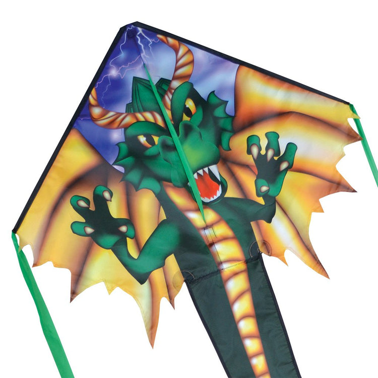 Emerald Dragon Ripstop Polyester Easy Flyer Kite with Fiberglass Frame to include 300 ft. 20 lb. Test Line & Winder ; 30"x90" - Wind Range 5 ~ 18 mph