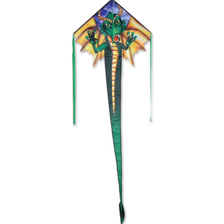 Emerald Dragon Ripstop Polyester Easy Flyer Kite with Fiberglass Frame to include 300 ft. 20 lb. Test Line & Winder ; 30"x90" - Wind Range 5 ~ 18 mph