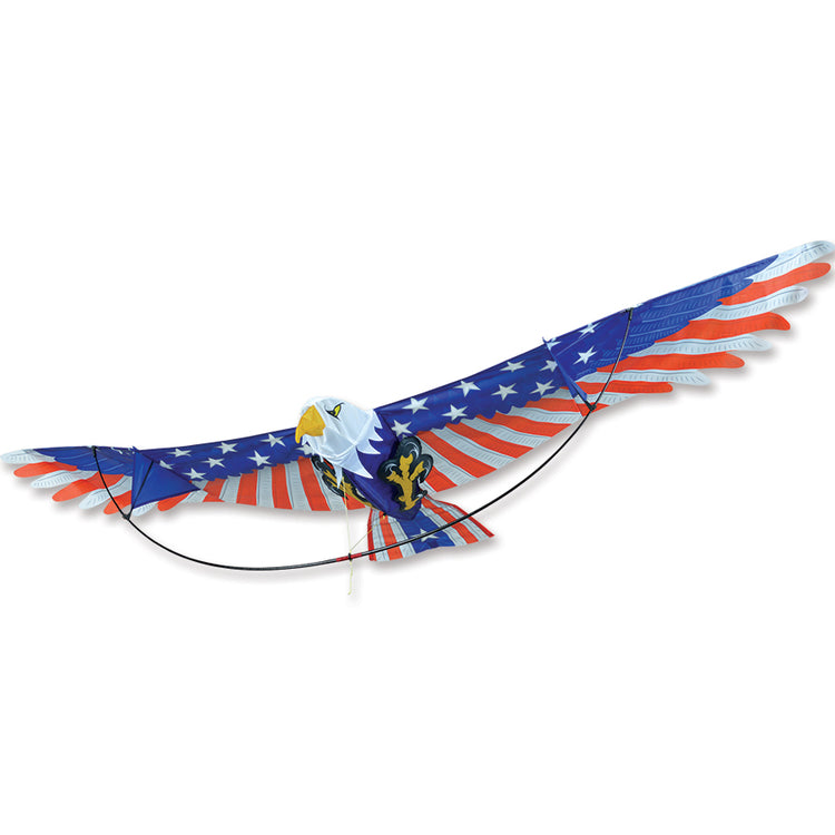 Patriotic Eagle Polyester Bird Kite with Fiberglass Frame to include 300 ft. 30 lb. Test Line & Winder; 86"x41" - Wind Range 5 ~ 15 mph