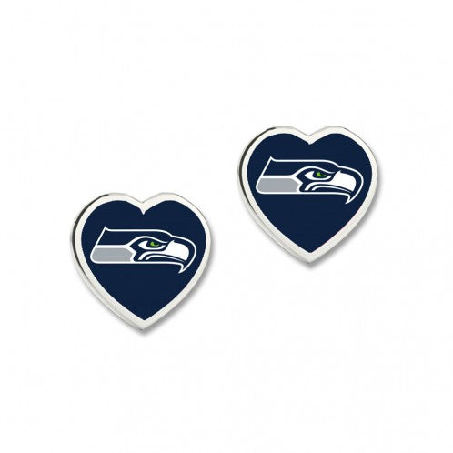 Seattle Seahawks Heart Stud Earrings