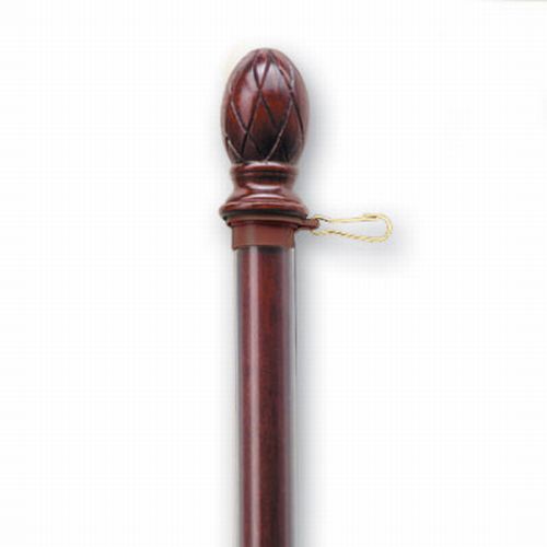 5'x1" Mahogany Stained Wood Pole with Decorative Wooden Ball Ornament & Plastic Unfurling Tube