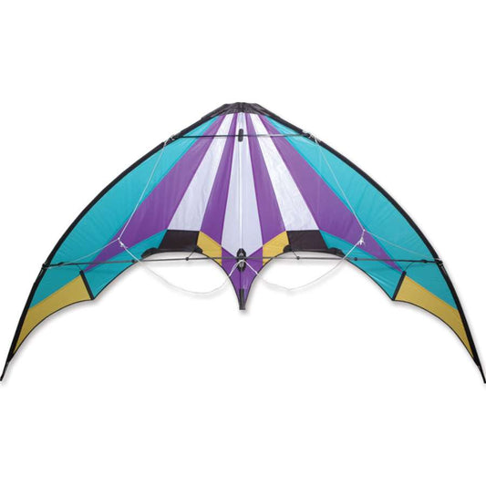 Purple Contrast Sidewinder Ripstop Nylon Sport Kite with Wraped Graphite Frame to include __' 150 lb. Test Line & Extracto Winder with Wrist Straps ; 80"x45" - Wind Range 4 ~ 24 mph
