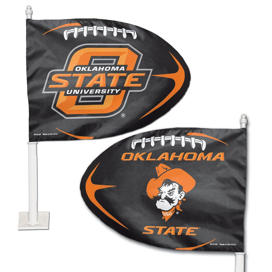 12"x12" Oklahoma State Cowboys Football Shaped Car Flag