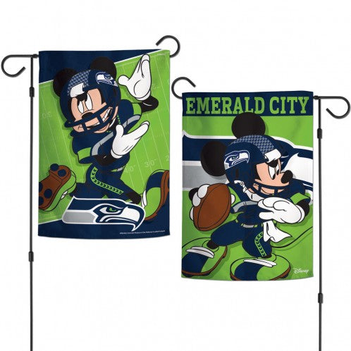12.5"x18" Seattle Seahawks & Mickey Mouse Garden Flag