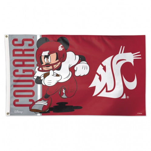 3x5 Washington State University Cougars with Mickey Mouse Outdoor Flag