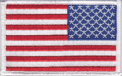 US Embroidered Flag Patch with White Trim - Right Hand