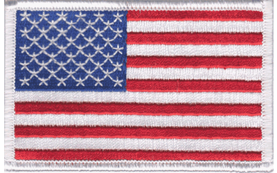 US Embroidered Flag Patch with White Trim - Left Hand