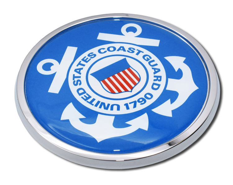 US Coast Guard Blue Insignia Chrome Automobile Emblem
