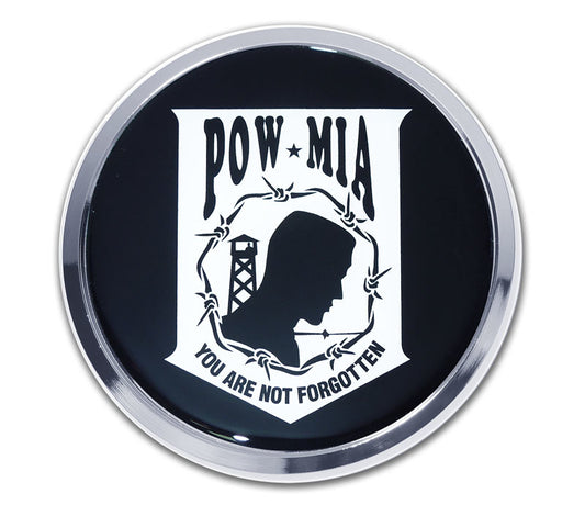 POW/MIA Chrome Automobile Emblem