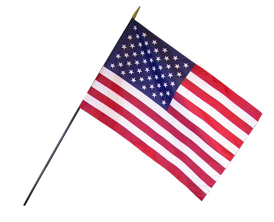 12"x18" US Poly-Silk Stick Flag with Sewn Hem & Gold Spear