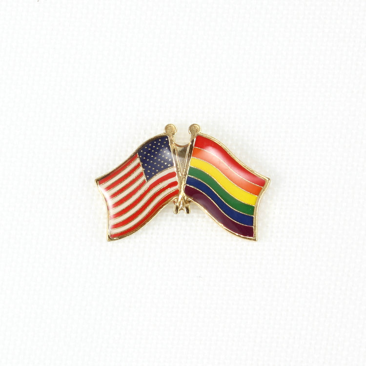 US & Rainbow Flag Lapel Pin