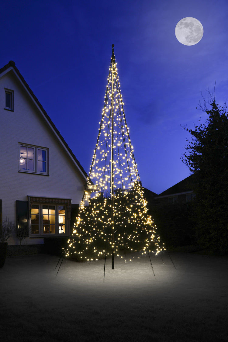 Christmas Tree Light Kit for 20' flagpole - 1200 LED Count White Lights