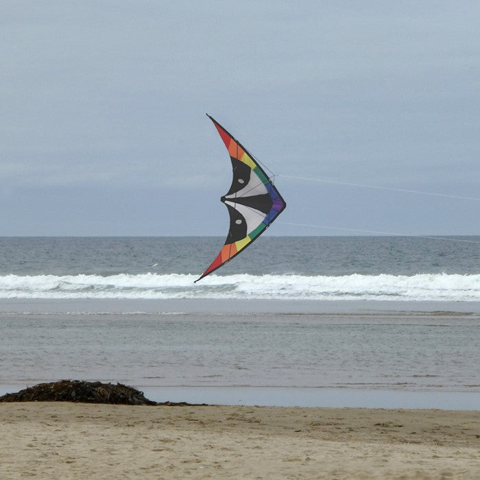 The Skunk Sport Kite with Fiberglass Dowel Frame to include 80 ft. 50 lb. Test Line & Winder Handles; 48"x26' - Wind Range 6 ~ 20 mph