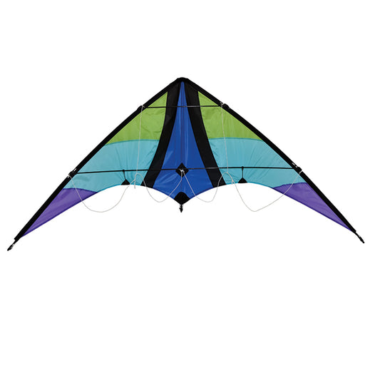 Kai Ripstop Nylon Delta Kite with Fiberglass Dowel Frame to include 100 ft. 80 lb. Test Line & Winder; 63"x26' - Wind Range 6 ~ 20 mph