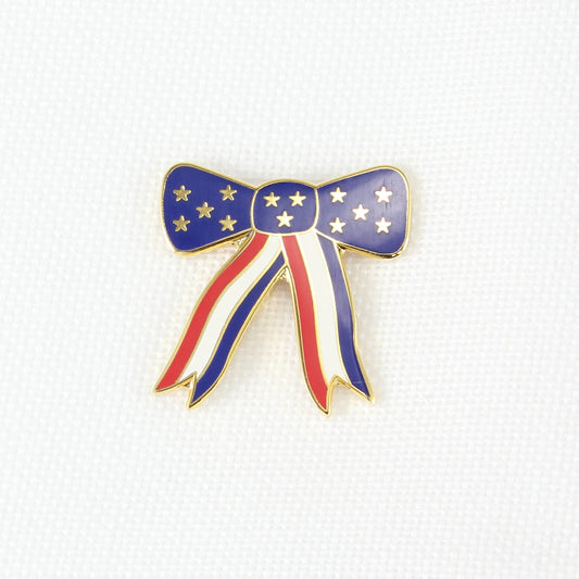 Small Stars & Stripes Patriotic Bow Lapel Pin