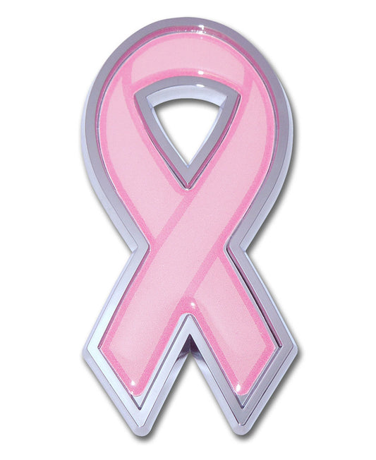 Pink Ribbon Chrome Automobile Emblem