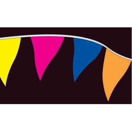 9"x12" Assorted Colors Fluorescent pennant string - 100'