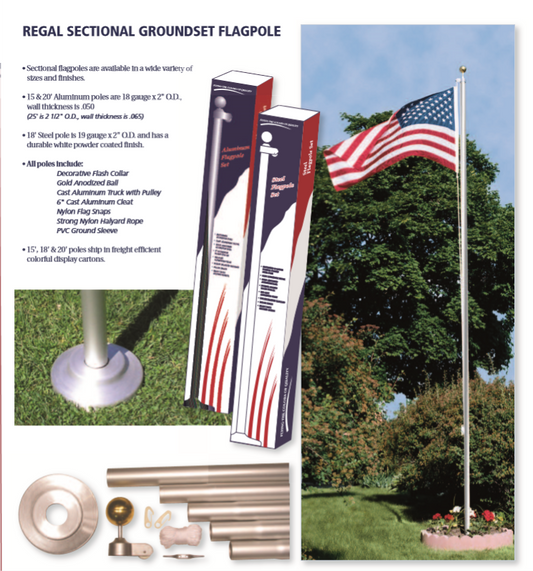 20' 5-Section Aluminum Flagpole - White