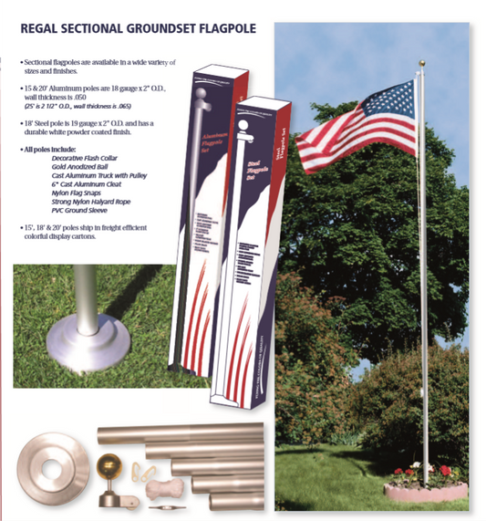 15' Sectional Aluminum Flagpole