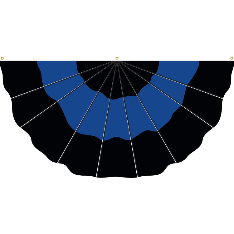 3x6 Thin Blue Line Nylon Pleated Full Fan with Three Sewn Stripes