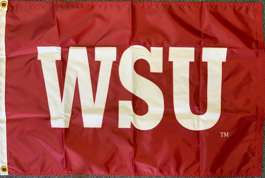 2x3 Washington State University Cougars "WSU" Applique Flag; Polyester H&G