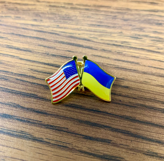 Ukraine & American Dual Flag Lapel Pin
