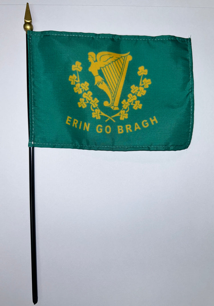 4"x6" Erin Go Bragh Poly-Silk Stick Flag
