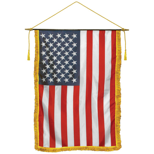 2'x3' US Classroom Poly-Silk Banner with Gold Fringe